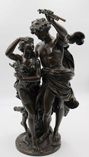 Moreau Signed Large Bronze Figural Group.