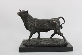 Unsigned Bronze Bull Sculpture.