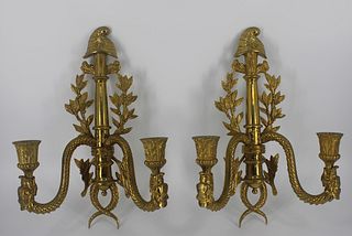 A Fine Quality Pair Of Italian Gilt Bronze Sconces