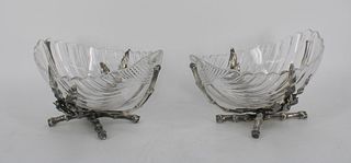 An Antique Pair Of Silverplate Mounted Cut Glass