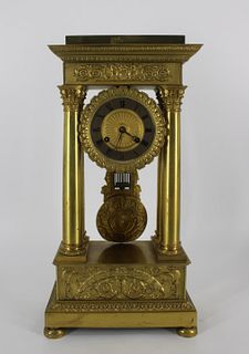 Antique Bronze / Brass Column Form Clock.