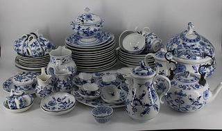 A Large Set Of Meissen Blue Onion Porcelain