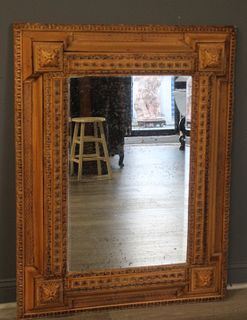 Vintage Carved Dutch Style Wood Mirror.
