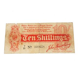 Great Britain, Treasury, Ten Shillings, First issue (14 August 1914), last series, serial number T/2