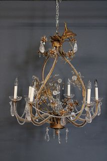 Vintage Beaded Chandelier With Rock Crystal Drops