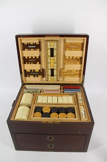 Antique Campaign Style Games Travelling Set.