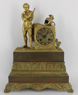 Antique Gilt Bronze Figural Clock.