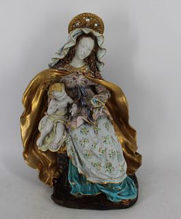 Eugenio Pattarino Italy Glazed Terracotta Madonna.