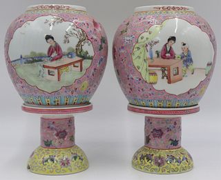 Pair of Chinese Famille Rose Enamel Lanterns.