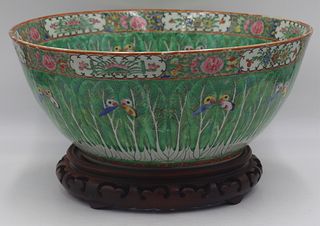 Chinese Export Cabbage Leaf Punch Bowl.