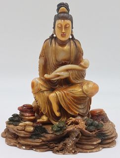 Signed Chinese Shoushan Carving of a Guanyin.