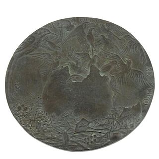 A Medal For BAMS 1992, cast bronze medal by Marian Polonsky, birds around a large egg, rev. reclinin