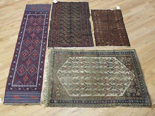 4 Antique And Finely Hand Woven Area Carpets.