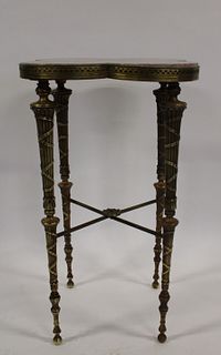 Fine Antique Bronze Table With Marble Top.