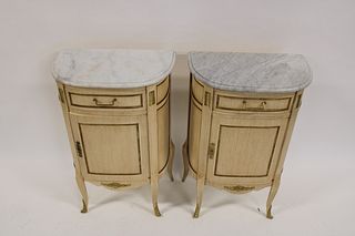 A Pair Of Bronze Mounted Marbletop Stands.