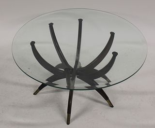 Vintage Spider Leg Glass Top Coffee Table.