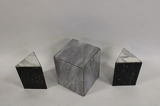 3 Midcentury Marble Stands.