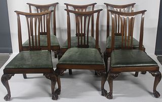 Baker Signed Set Of 6 Mahogany Chippendale