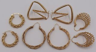 JEWELRY. (4) Pair of 14kt Gold Hoop Earrings.