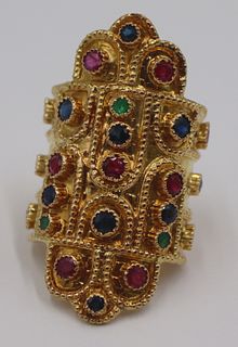 JEWELRY. Ilias Lalaounis 18kt Gold and Gem Ring.