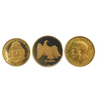 Germany, gold medalets (2), Prussia, Kammergericht 1968, .900 fine, wt.8g, Seis-am-Schiern, Oswald v