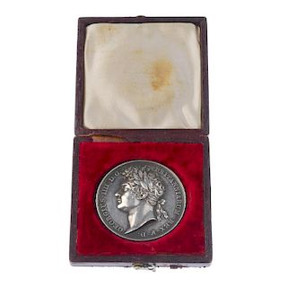 George IV, Coronation 1821, silver medal, the official issue by B Pistrucci, laureate bust left, rev