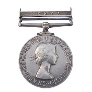 Elizabeth II, Africa General Service Medal, Kenya clasp, named to 'T/23087148 Dvr. K.P. Russell. R.A