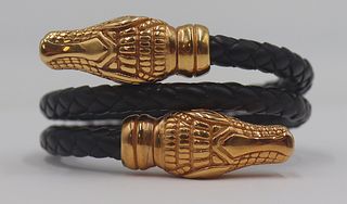 JEWELRY. OTC 18kt Gold and Leather Wrap Bracelet.