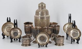 SILVER. Persian Iranian Silver Hollowware Grouping