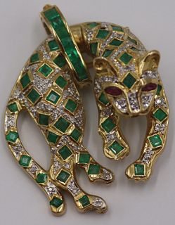 JEWELRY. Signed 14kt Gold, Diamond and Emerald