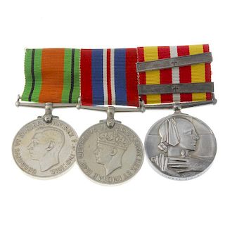 WWII Pair, mounted with a Voluntary Medical Service Medal named to 'Lionell G. Hiatt', corresponding