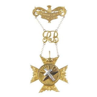 Order of the White Shrine of Jerusalem, 9ct gold Jewel, St Johns No 28, presentation inscriptions to