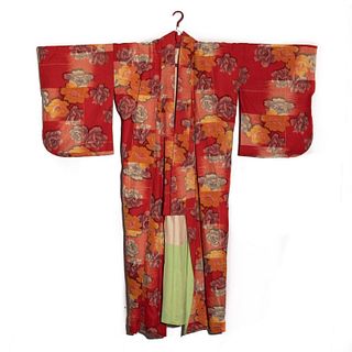 japanese antique meiji 1915 antique ikat handwoven hemp and silk kimono,