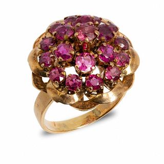 Ring, GIA Gold and Ruby Harem dome Ring