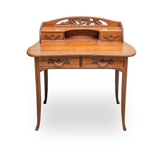 Camille Gauthier Signed French Art Nouveau Carved Mahogany Desk
