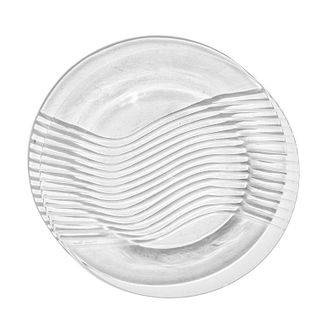 Set of 8 Lalique Signed France Cut Crystal Glass Wave Design Dessert Plate
