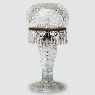 Vintage Cut Glass Lamp Early 20th Century Large Size