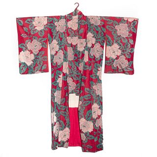 japanese antique circa 1920s vintage Japanese&amp;nbsp;kasuri&amp;nbsp;ikat handwoven silk kimono