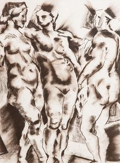Three Graces drawing Signed "MORRIX" dated 1992
