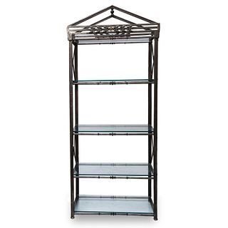 20th Century cast iron Steel and Glass Etagere