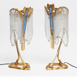 Hector Guimard Pair of Art Nouveau Table Lamps