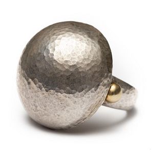 Gurhan Hammered Silver 24K Gold Ring