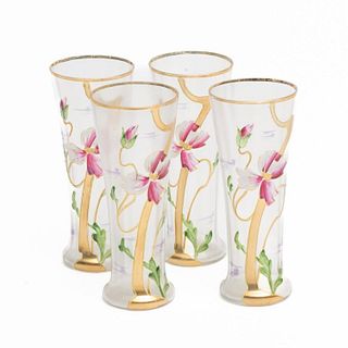 Set of 4 hand painted art nouveau water glasses circa 1915