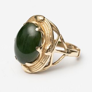 Men's 14K Nephrite Jade Ring