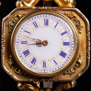 1849 Dated Gold Silver and Enameled Wrist Watch