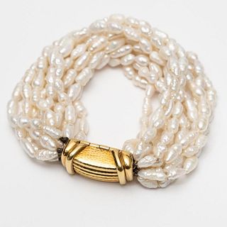 Andrew Clunn 18k 12-strand Pearl Bracelet