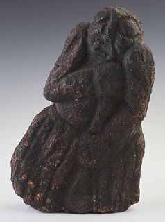 African Carved Stone Figure of a Man, H.- 9 1/4 in., W.- 6 in., D.- 2 3/4 in.