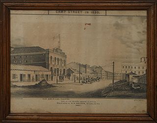 Hugh Reinagle (1790-1834, New York/New Orleans), "Camp Street 1830," A. H. Nelson print, 1880, presented in a wood frame, H.- 10 1/2 in., W.- 13 in., 