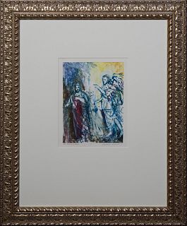George Schmidt (1944-, New Orleans), "The Annunciation," 1999, color monotype on paper, pencil signed and dated lower right, titled in pencil lower le