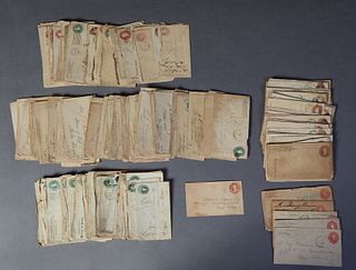 Large Group of Two Hundred Sixty-Five New Orleans Cancelled Postage Stamp Envelopes, consisting of 47 red and green 2 Cent stamps; 8- 2 cent red stamp
